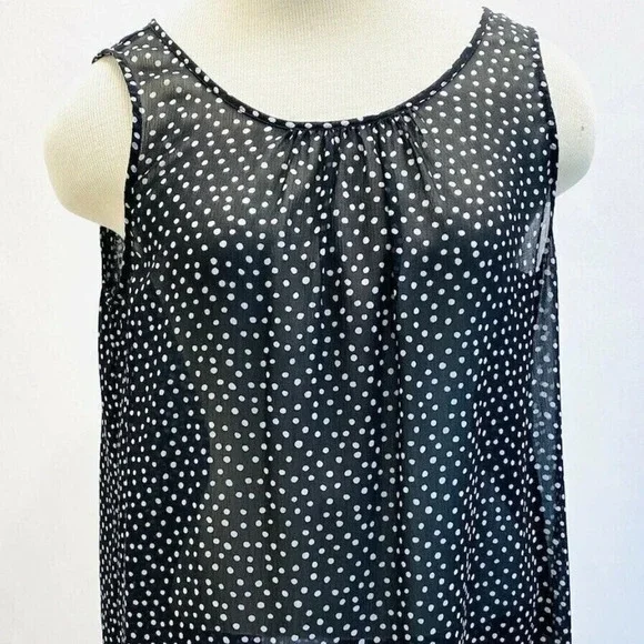 CASLON Women Sleeveless Pullover Polka-Dots Sheer Casual Shirt Top Size Medium - Picture 1 of 12